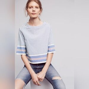Anthropologie Blue Striped Top